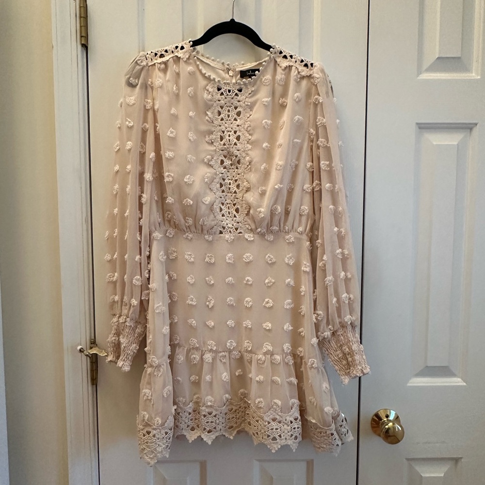 Lulu's Cream Lace Accent Dress